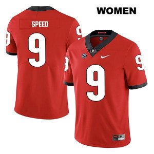 Women's Georgia Bulldogs NCAA #9 Ameer Speed Nike Stitched Red Legend Authentic College Football Jersey BIX7454GB